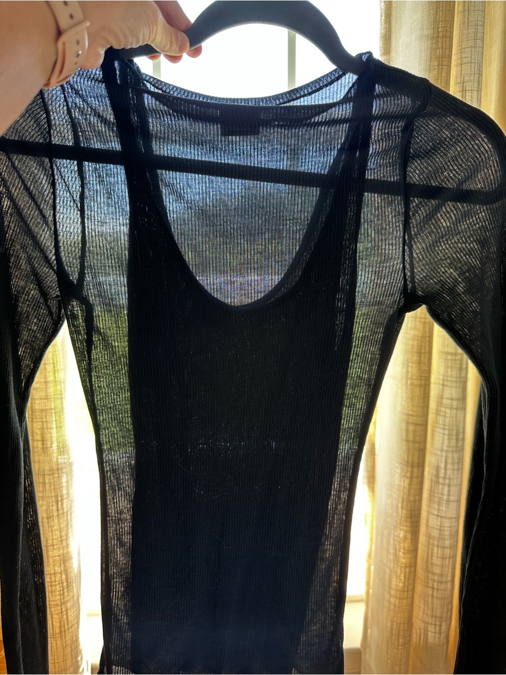 Y2K Abercrombie & Fitch Black Ribbed Long-Sleeve Top - Picture 4 of 4